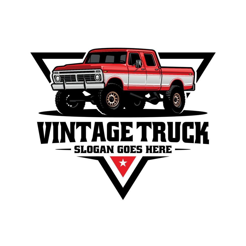 american vintage truck illustration logo vector