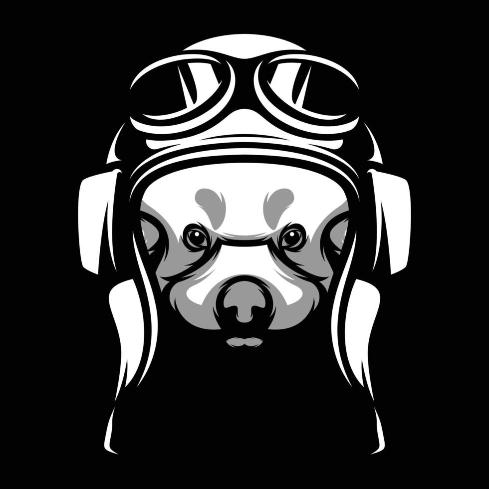 Red Pilot Panda Black and White Mascot Design vector