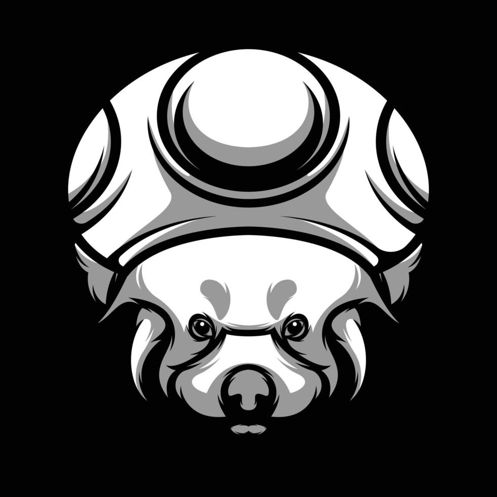 Red Mushroom Hat Panda Black and White Mascot Design vector