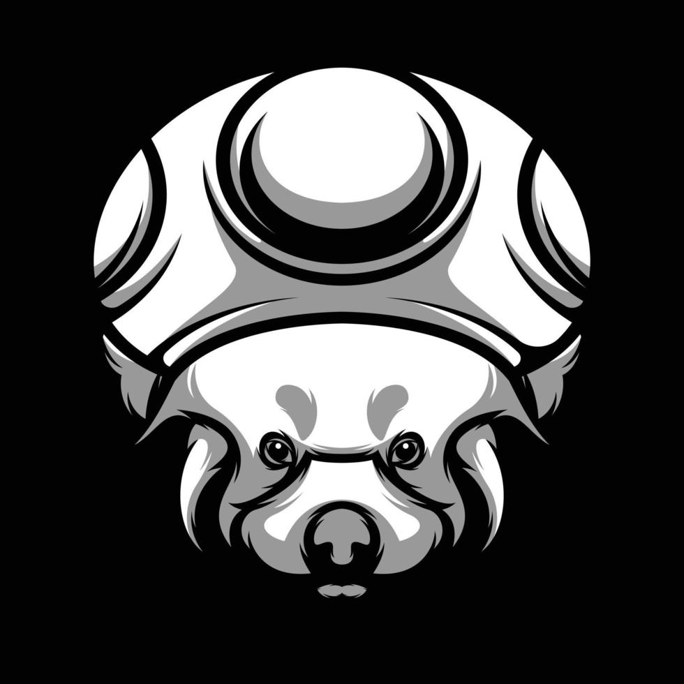 Red Mushroom Hat Panda Black and White Mascot Design vector