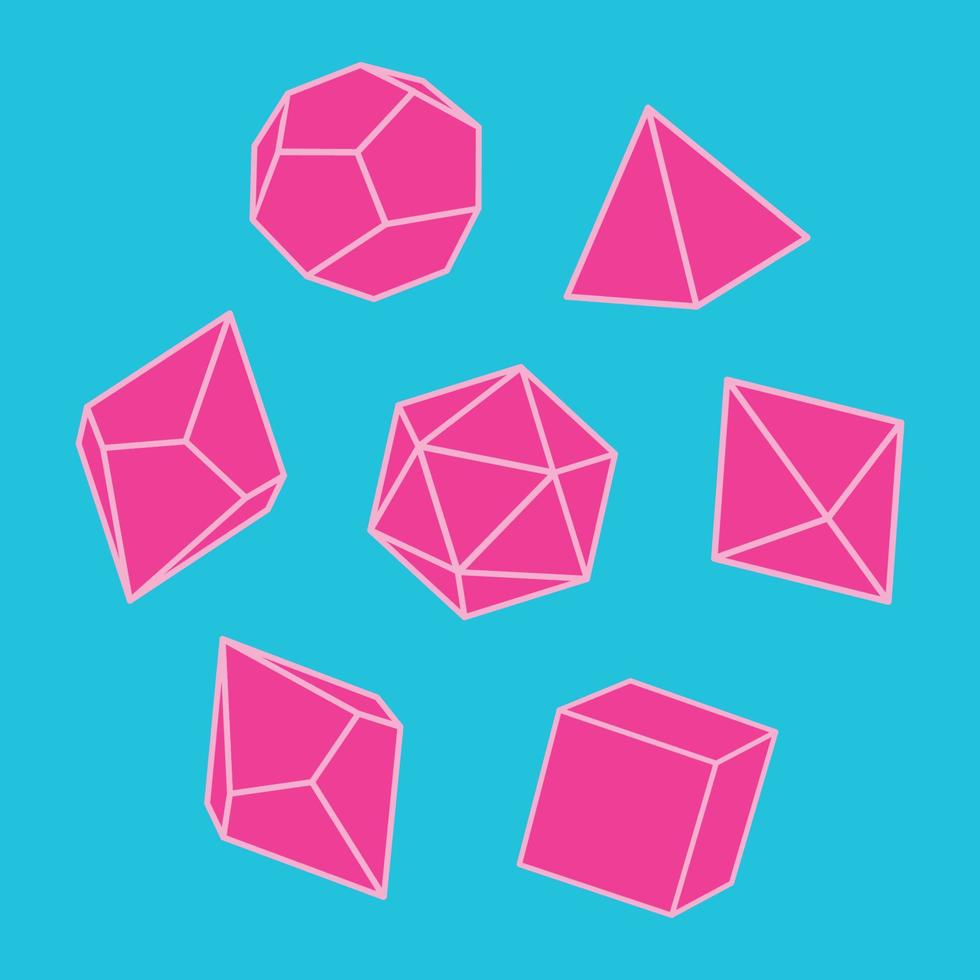Vector illustration of pink color dice for role