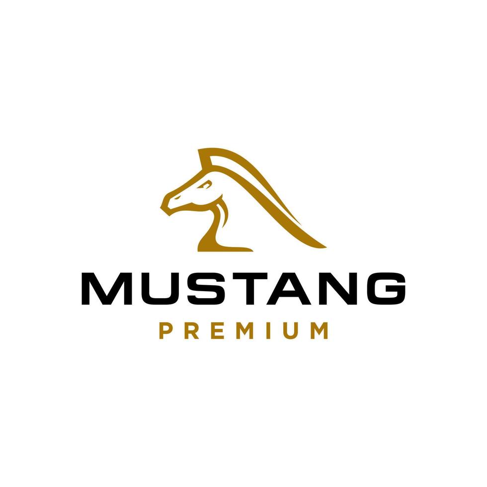 Golden horse head logo design. Elegant Gold mustang stallion vector icon design. luxury royal horse logo concept