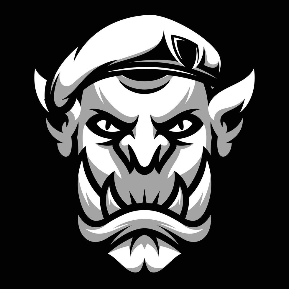 Ogre Army Black and White Mascot Design vector