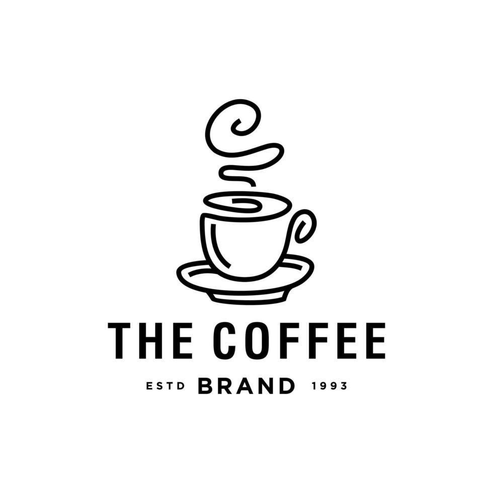 elegante retro cafetería logo concepto. resumen un taza de café en un sencillo línea contorno logo estilo vector