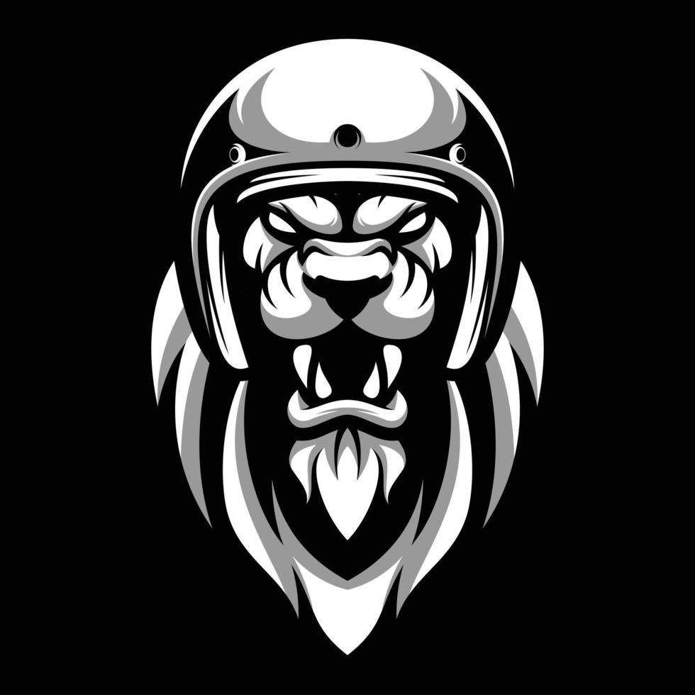 Lion Ride Black and White Mascot Design vector