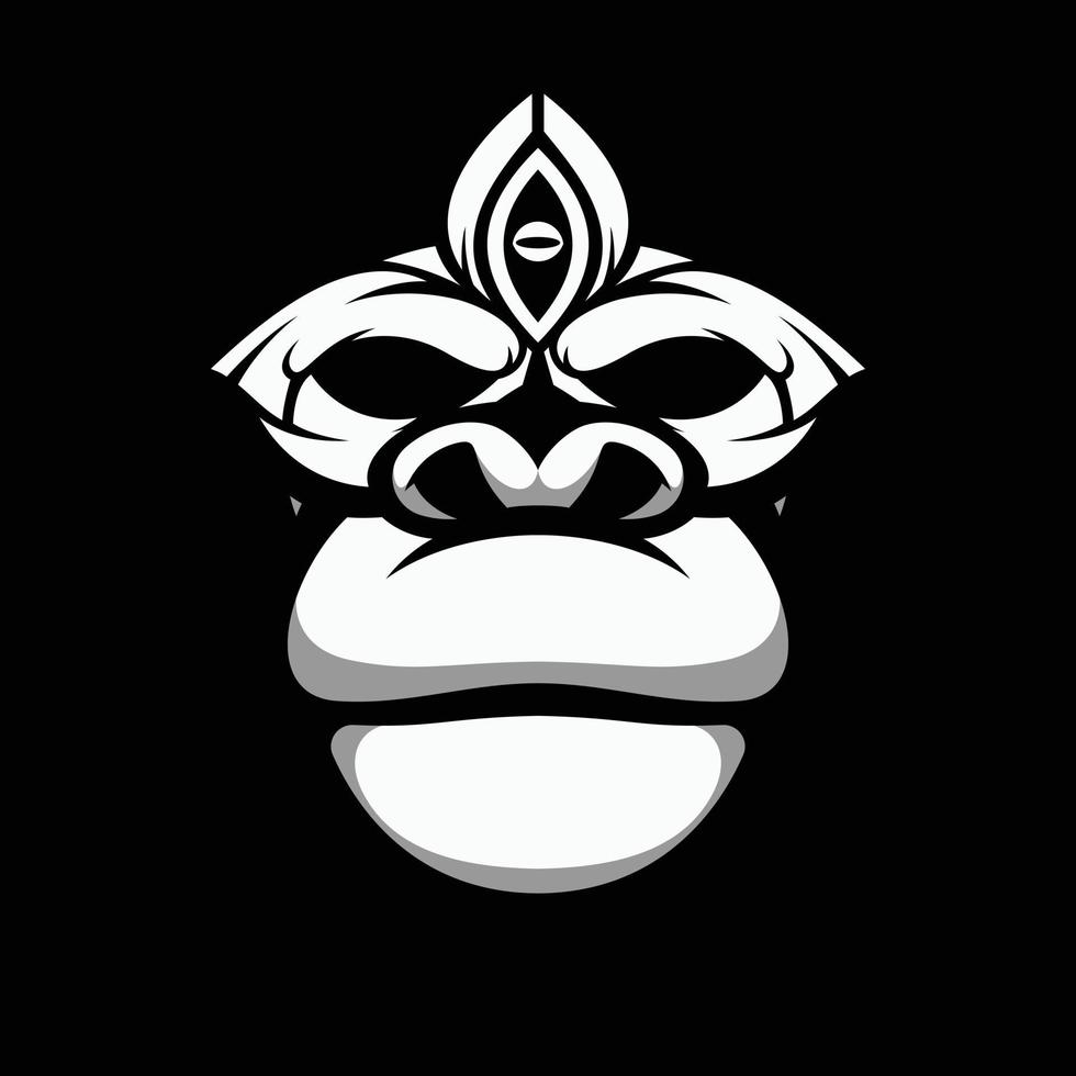 Gorilla Mask Black and White Mascot Design vector
