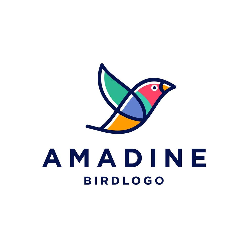 amadina bird logo. abstract cute little bird logo design, colorful logo design of little bird. vector