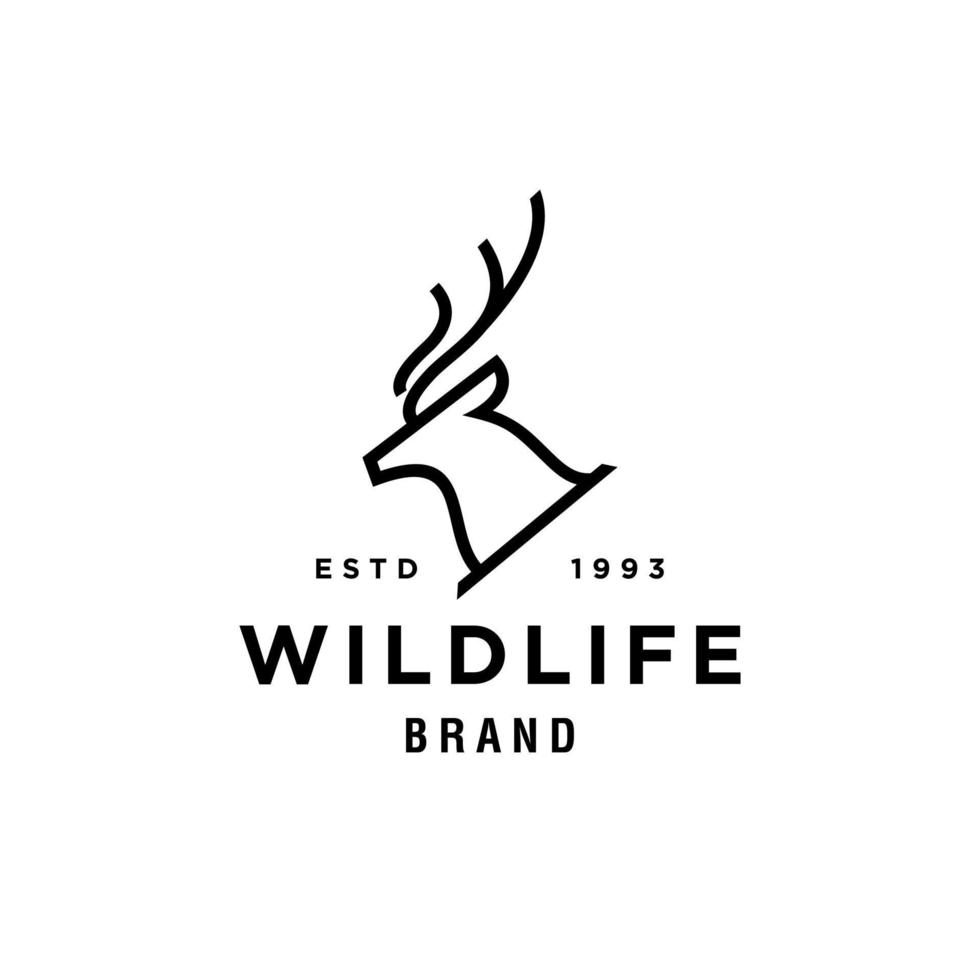 Deer logo design. abstract deer head logo vector icon design in trendy line outline style artwork. outdoor brand logo