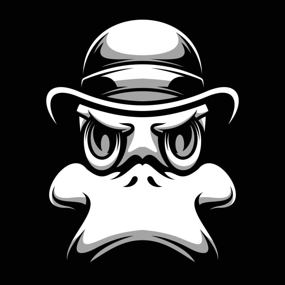 Duck Cap Black and White Mascot Design vector