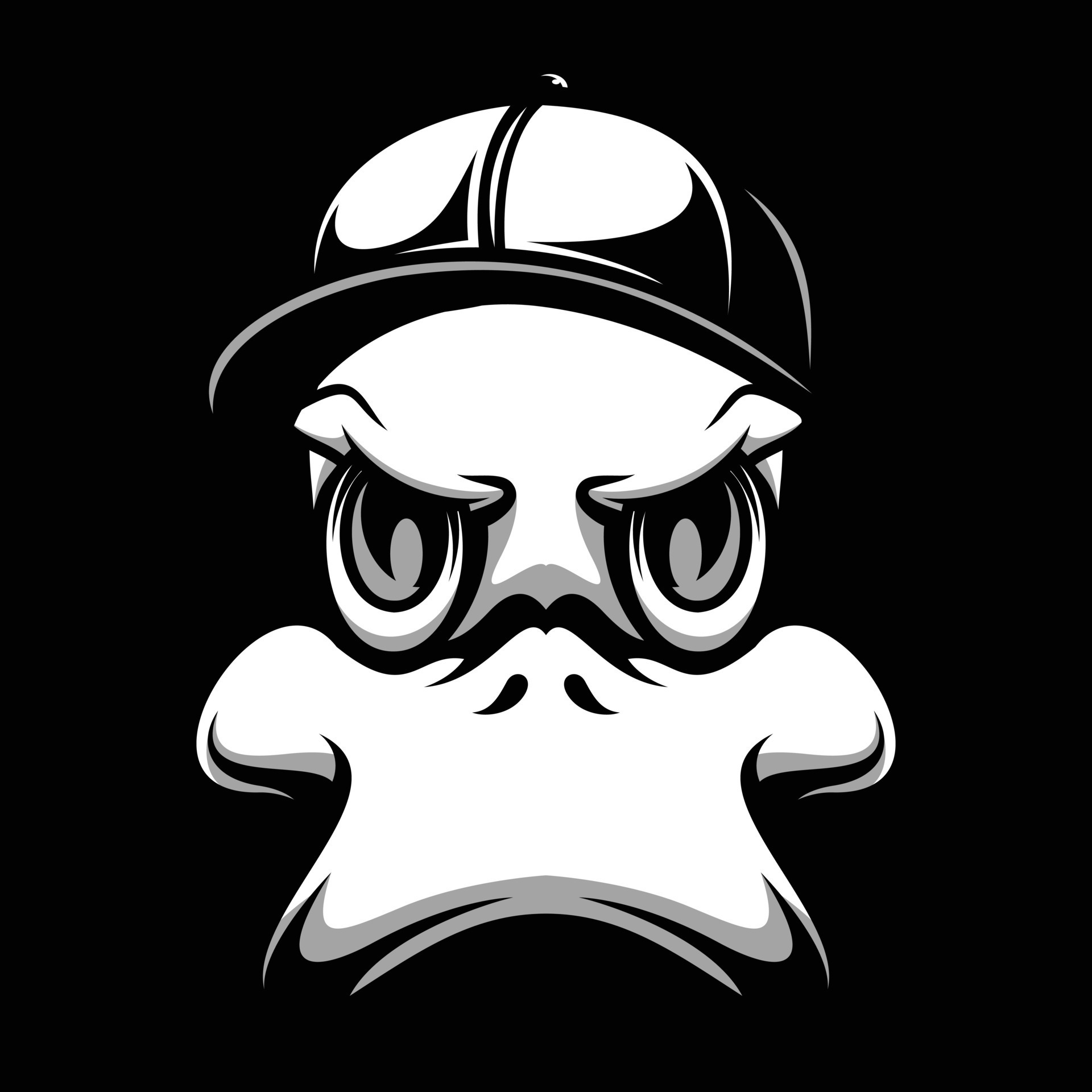 Duck Hat Black and White Mascot Design 22077692 Vector Art at Vecteezy