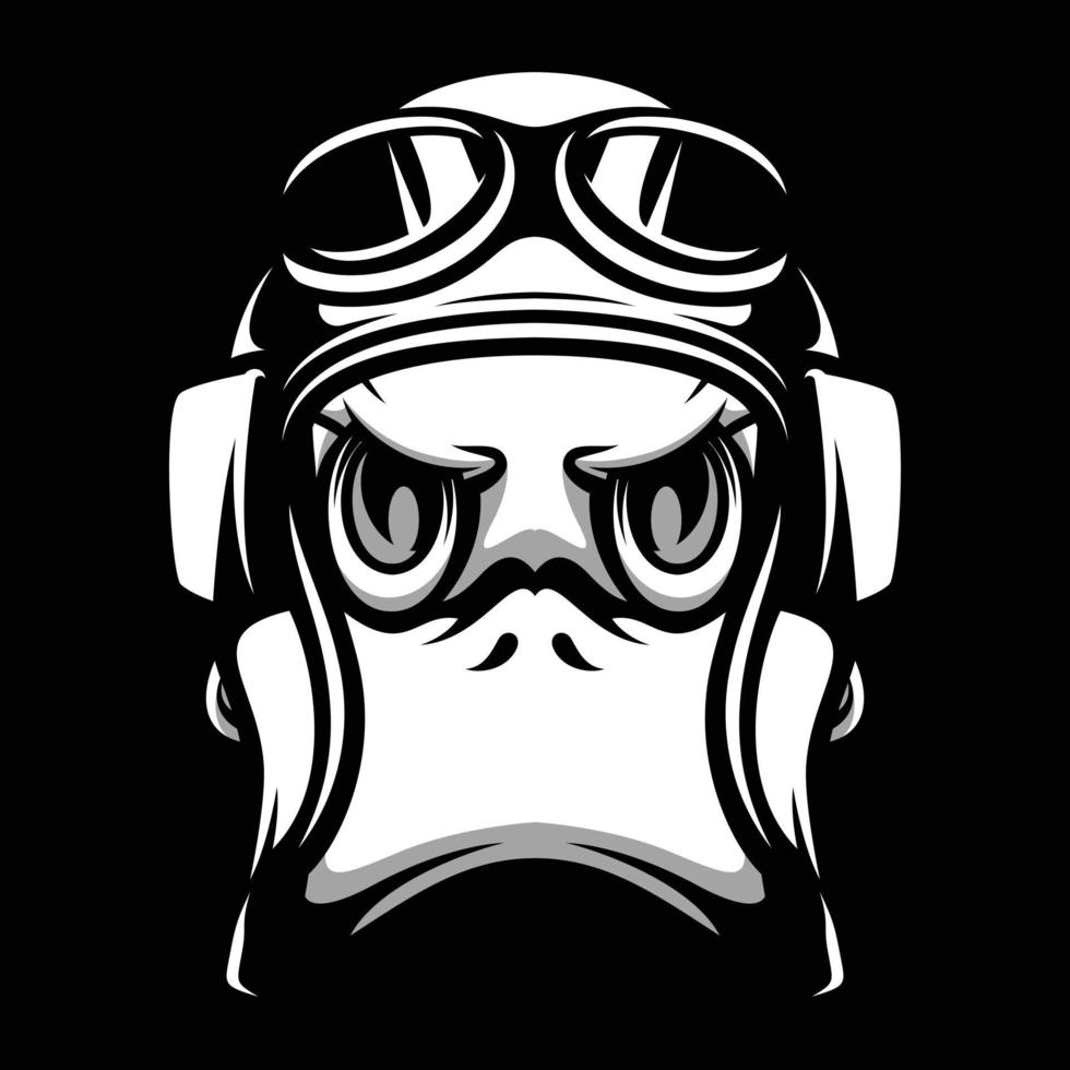 Duck Pilot Black and White Mascot Design vector