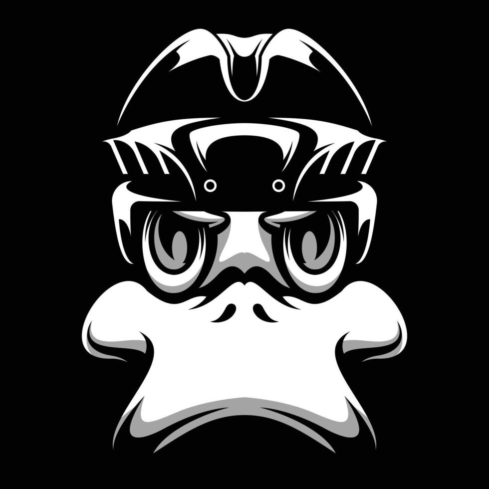 Duck Hockey Black and White Mascot Design vector