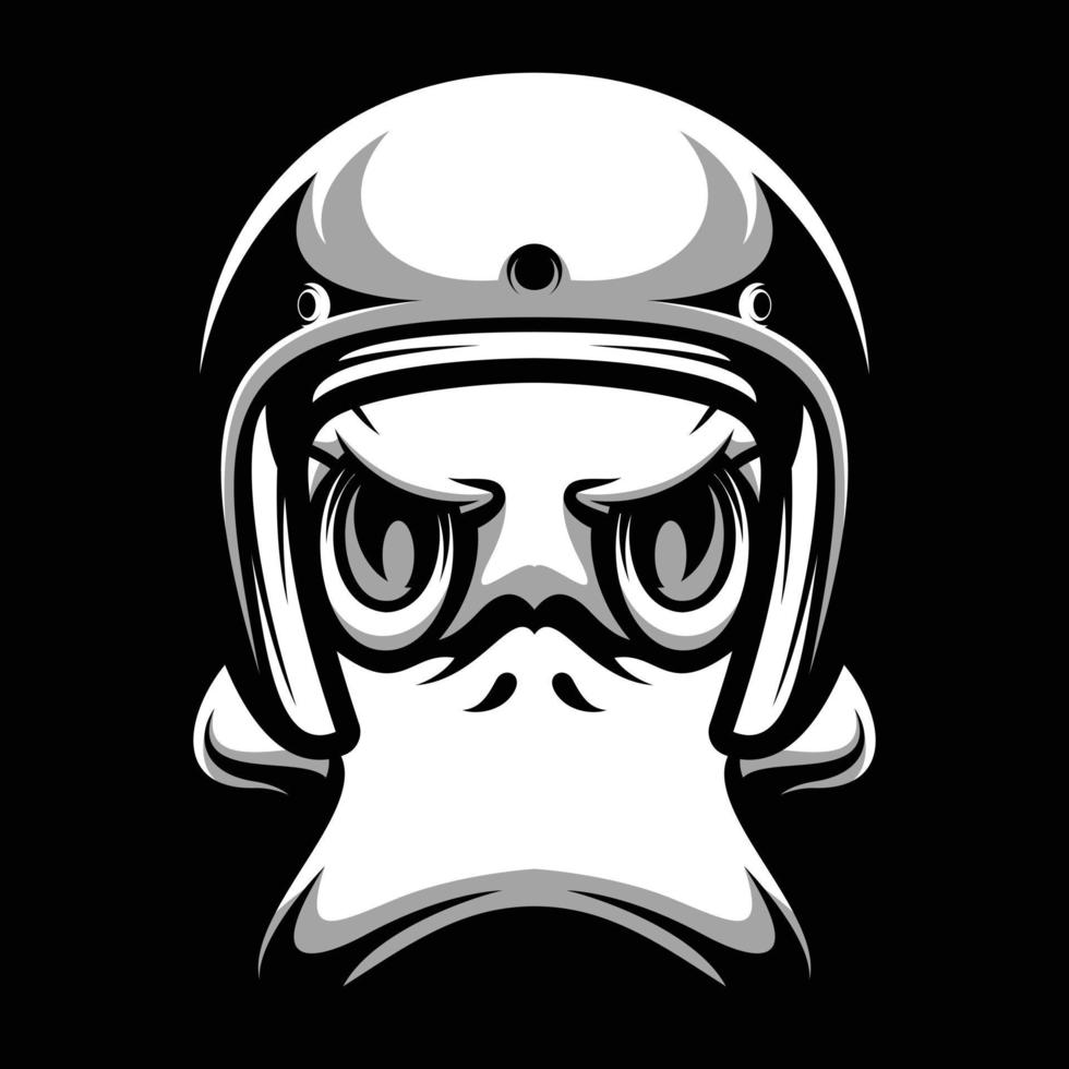 Duck Ride Black and White Mascot Design vector