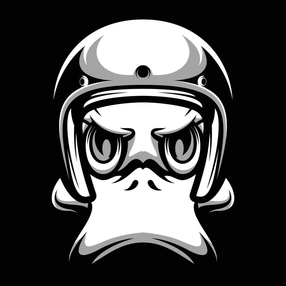 Duck Ride Black and White Mascot Design vector