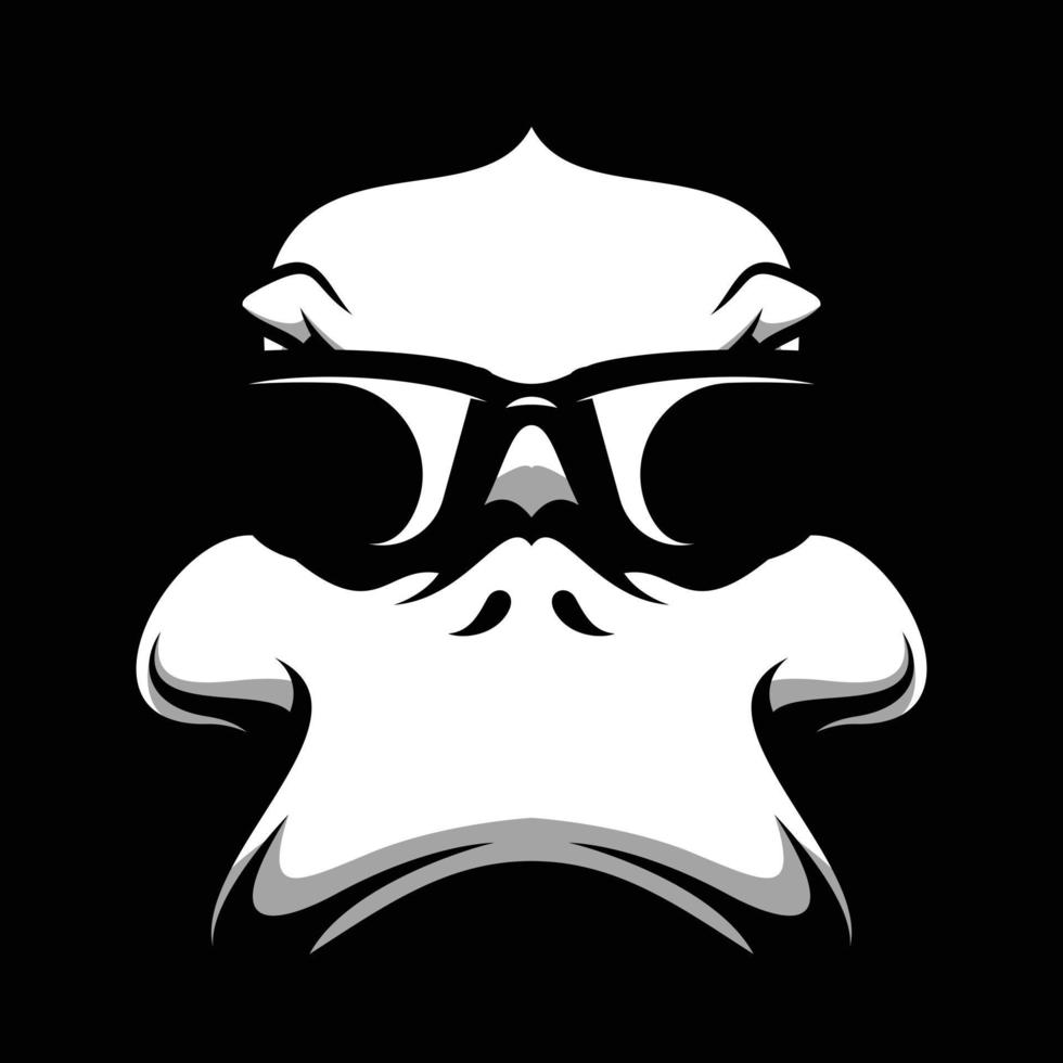 Duck Sunglass Black and White Mascot Design vector