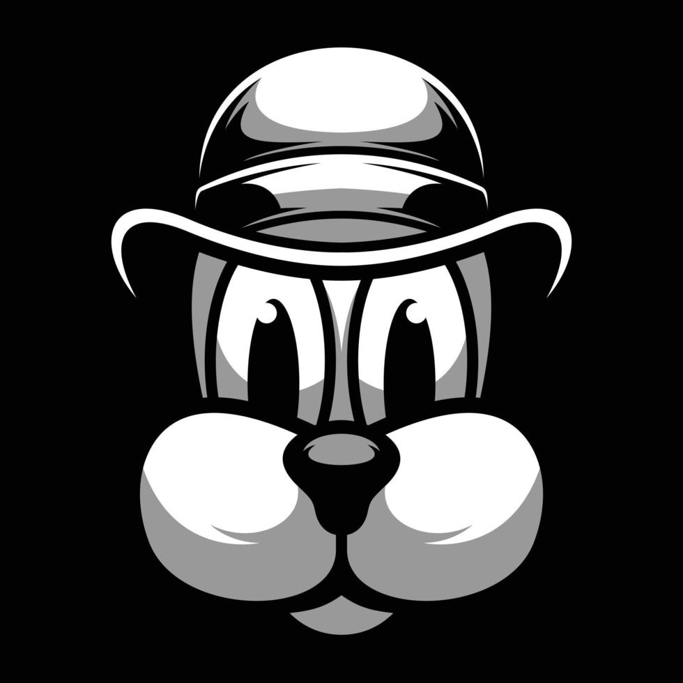 Dog Cap Black and White Mascot Design vector