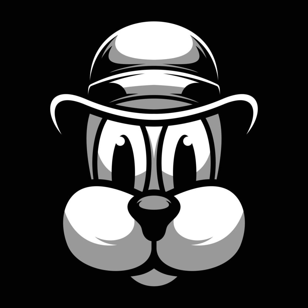 Dog Cap Black and White Mascot Design vector