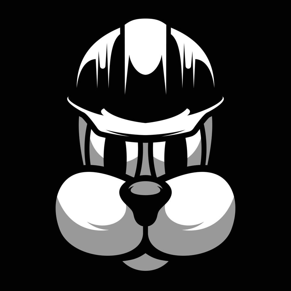 Dog Safety Helmet Black and White Mascot Design vector