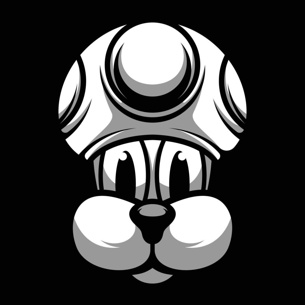Dog Mushroom Hat Black and White Mascot Design 22077723 Vector Art at