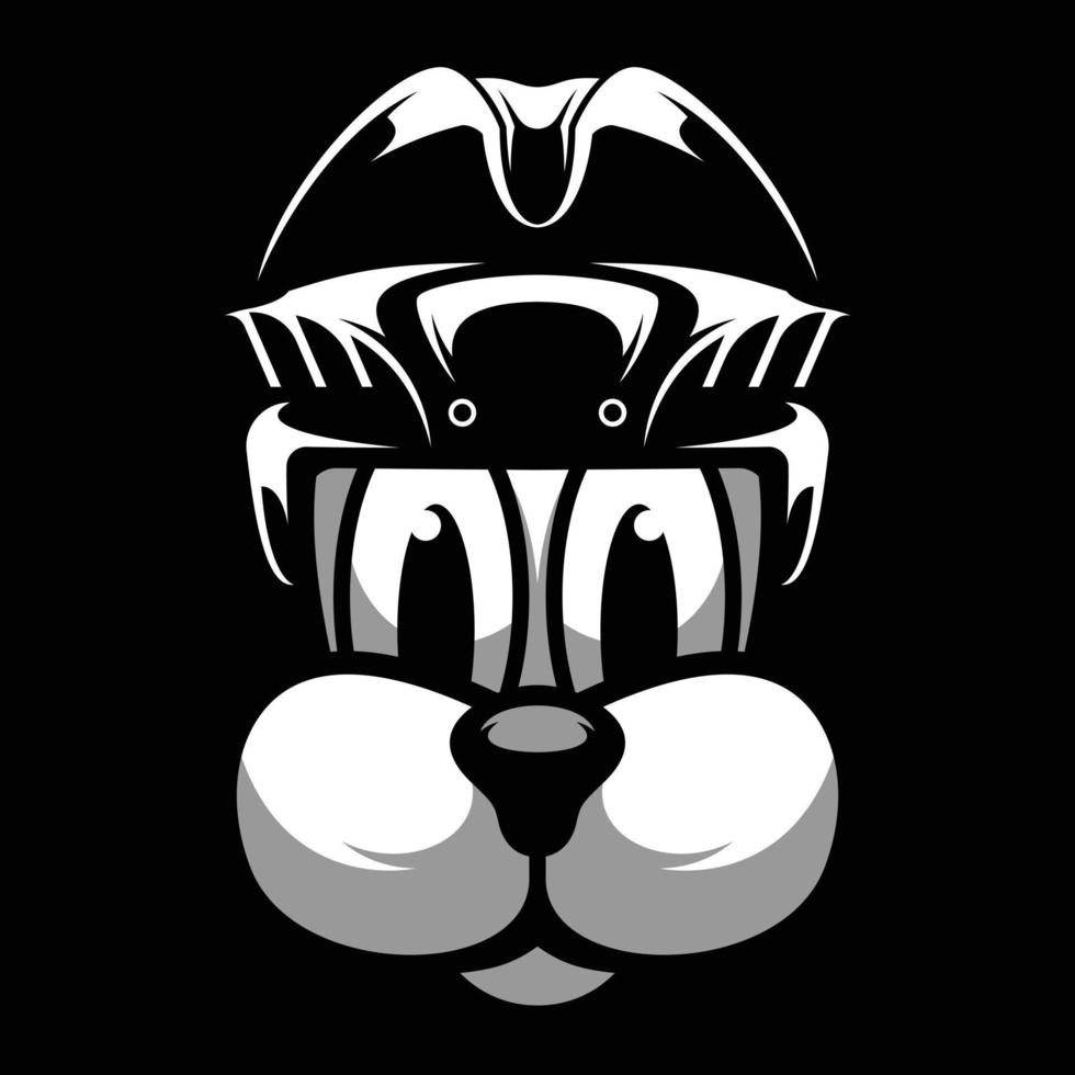 Dog Hockey Black and White Mascot Design vector