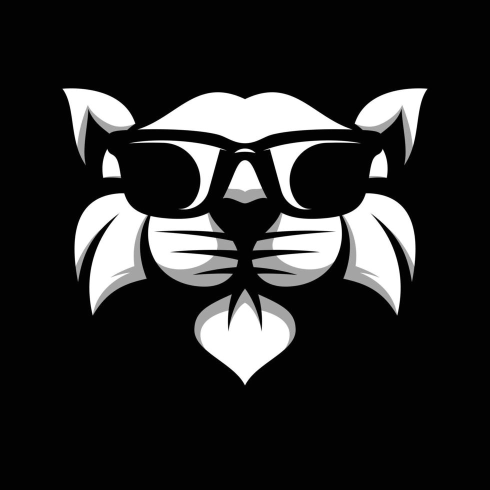 Cat Sunglass Black and White Mascot Design vector