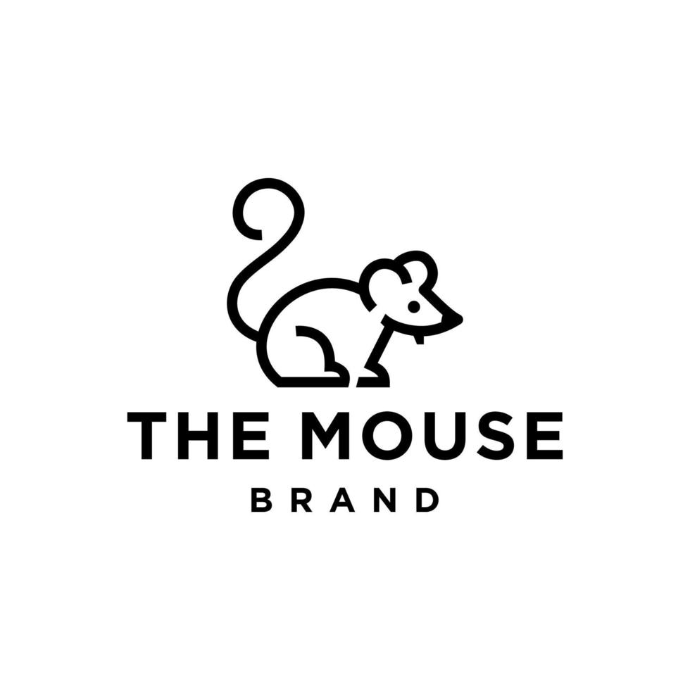 Mouse line logo. cute little rat icon vector. small mice in trendy outline line art style vector illustration