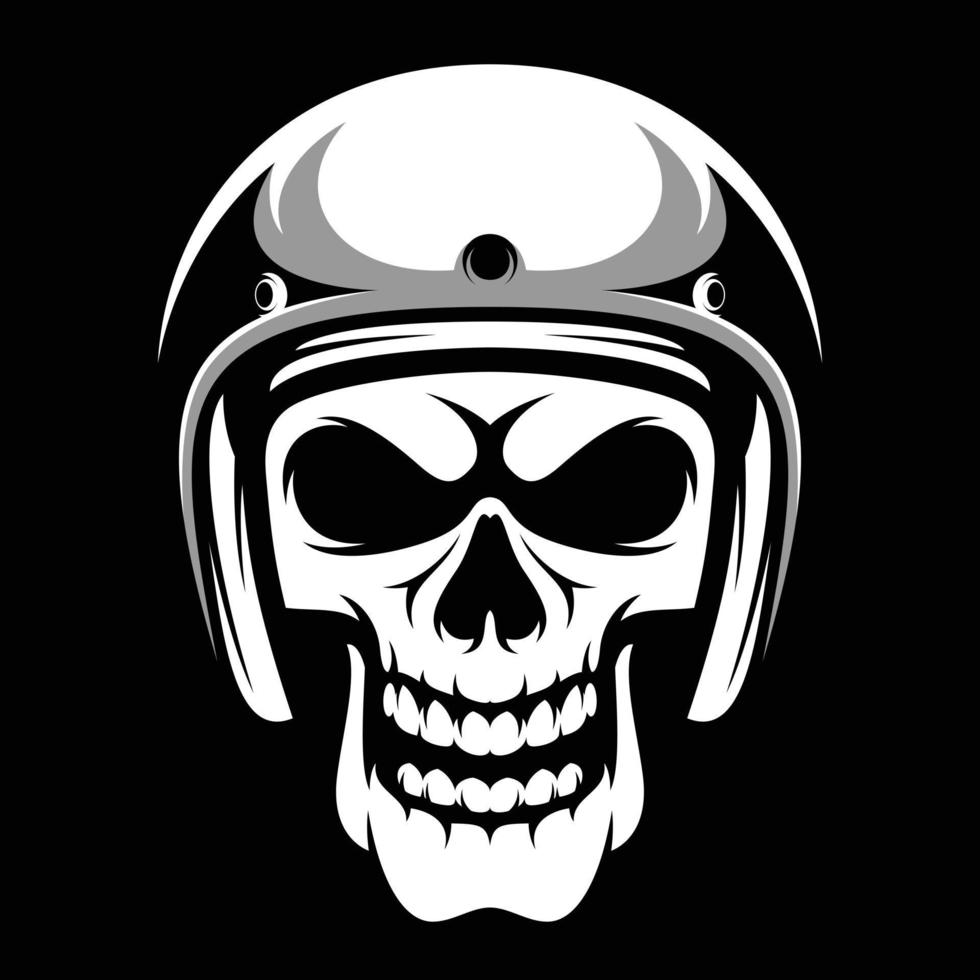 Skull Ride Black and White Mascot Design vector