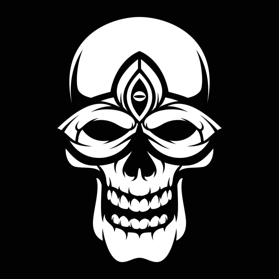 Skull Mask Black and White Mascot Design vector