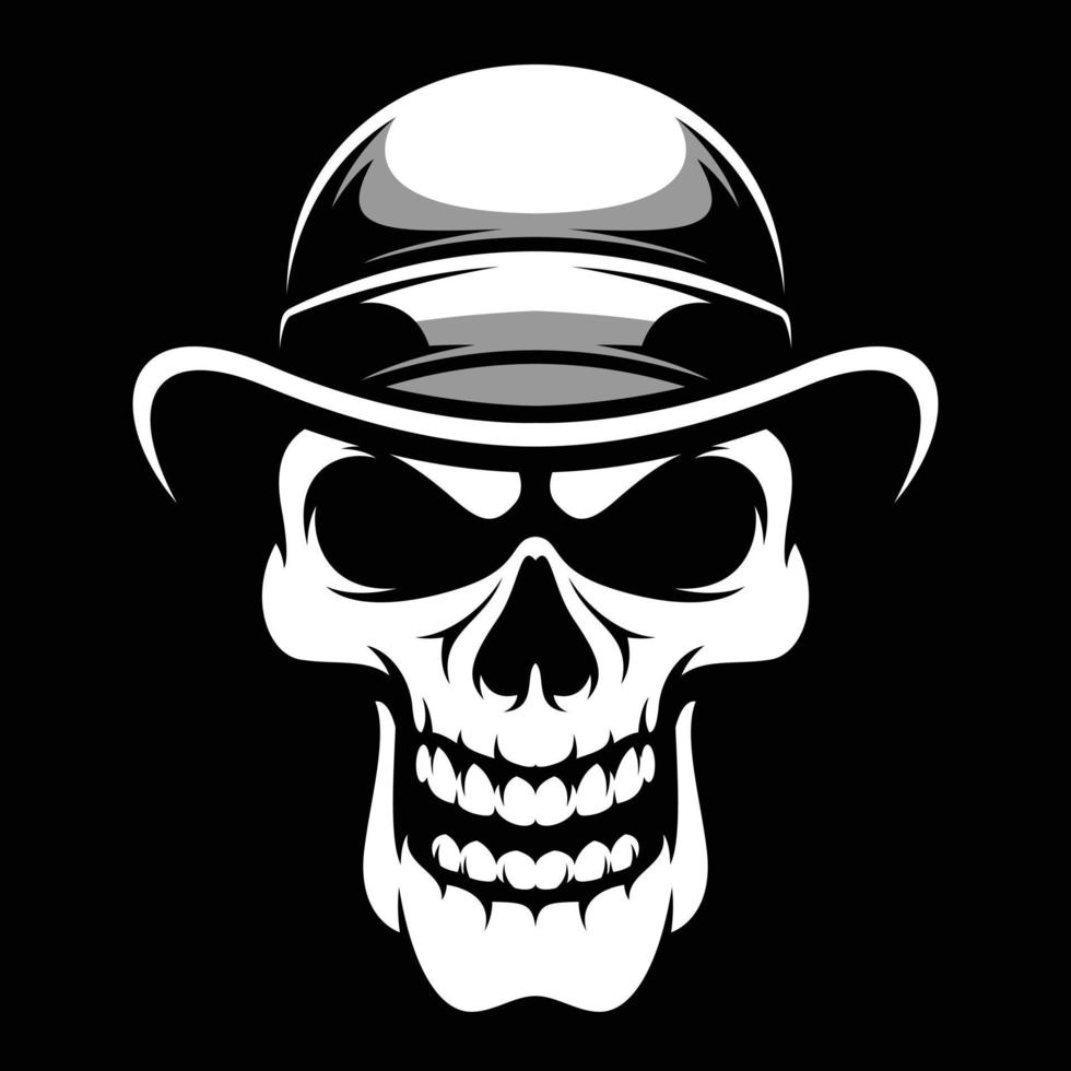 Skull Cap Black and White Mascot Design vector