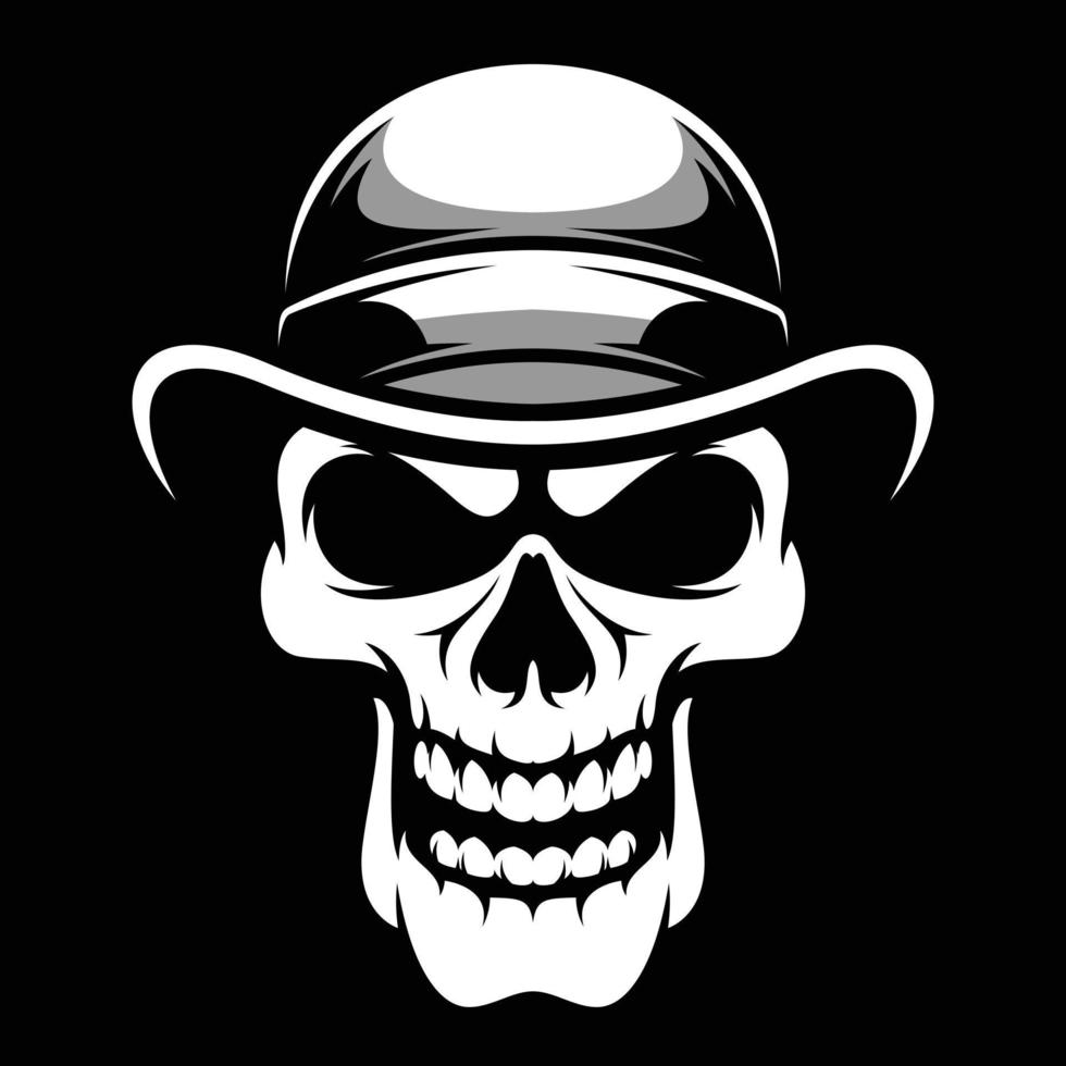 Skull Cap Black and White Mascot Design vector