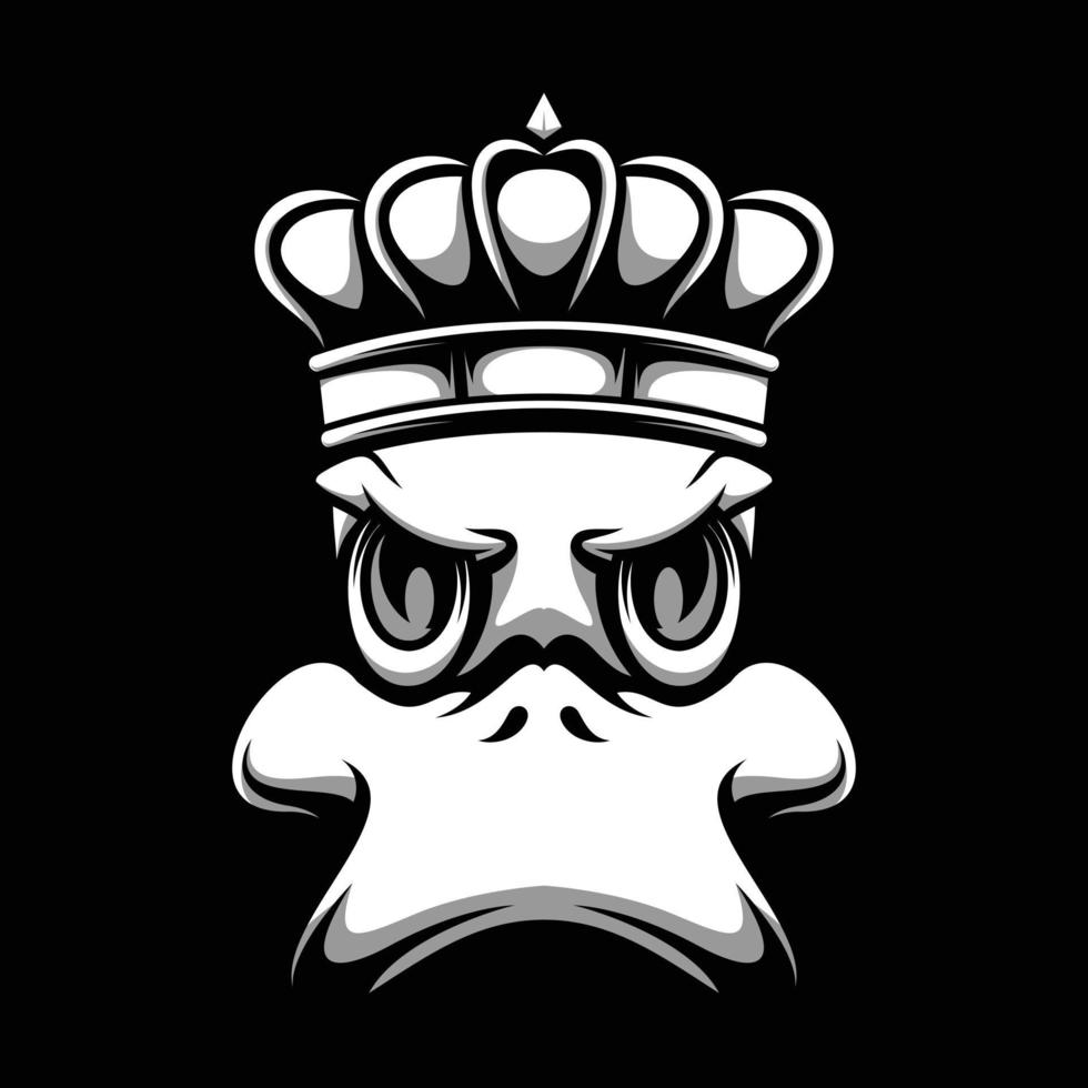 Duck King Black and White Mascot Design vector