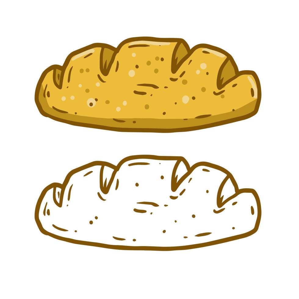 Bread. Cartoon drawn loaf. Retro Icon of the bakery. Food from cereals. Farm natural product. vector