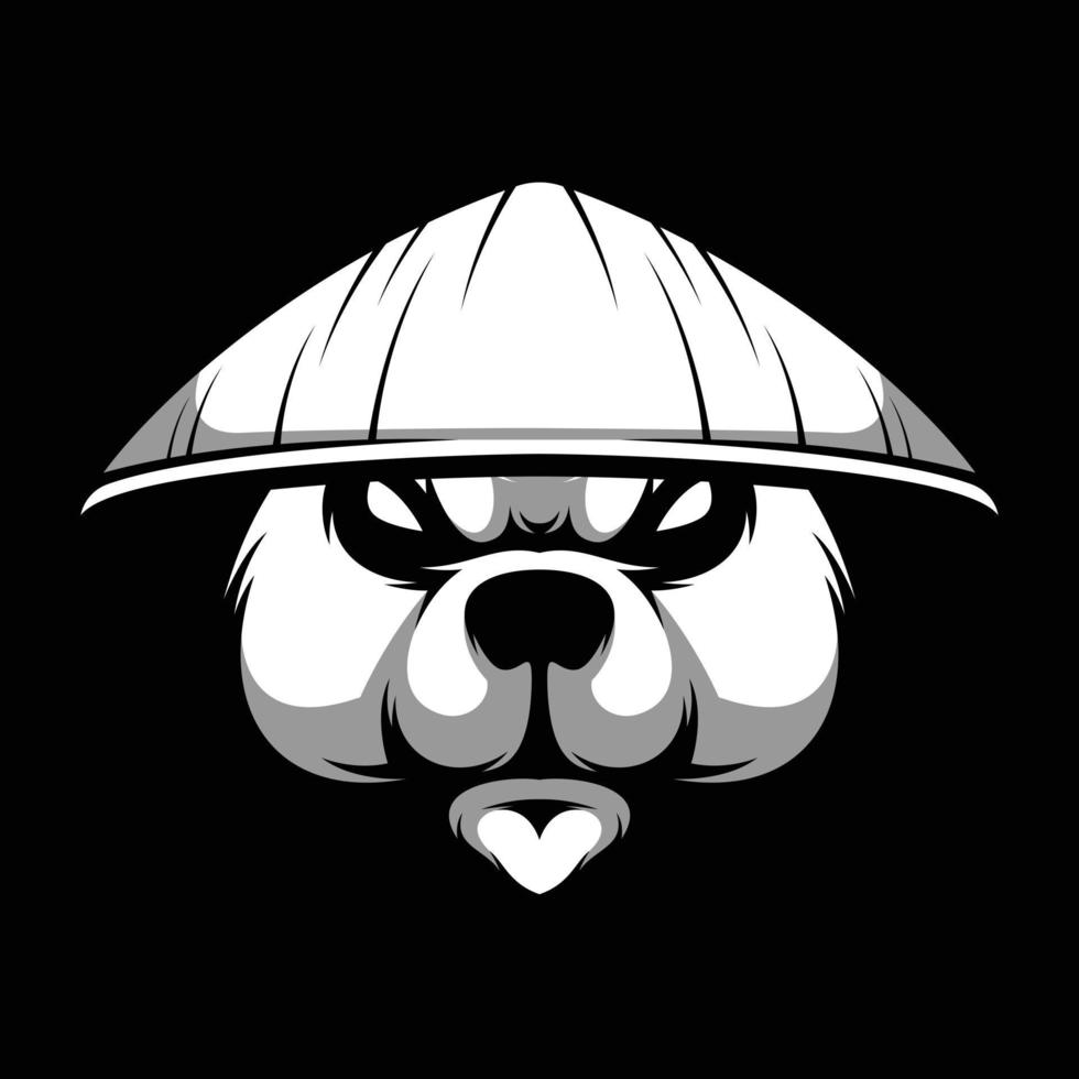 oso granjero sombrero negro y blanco mascota diseño vector