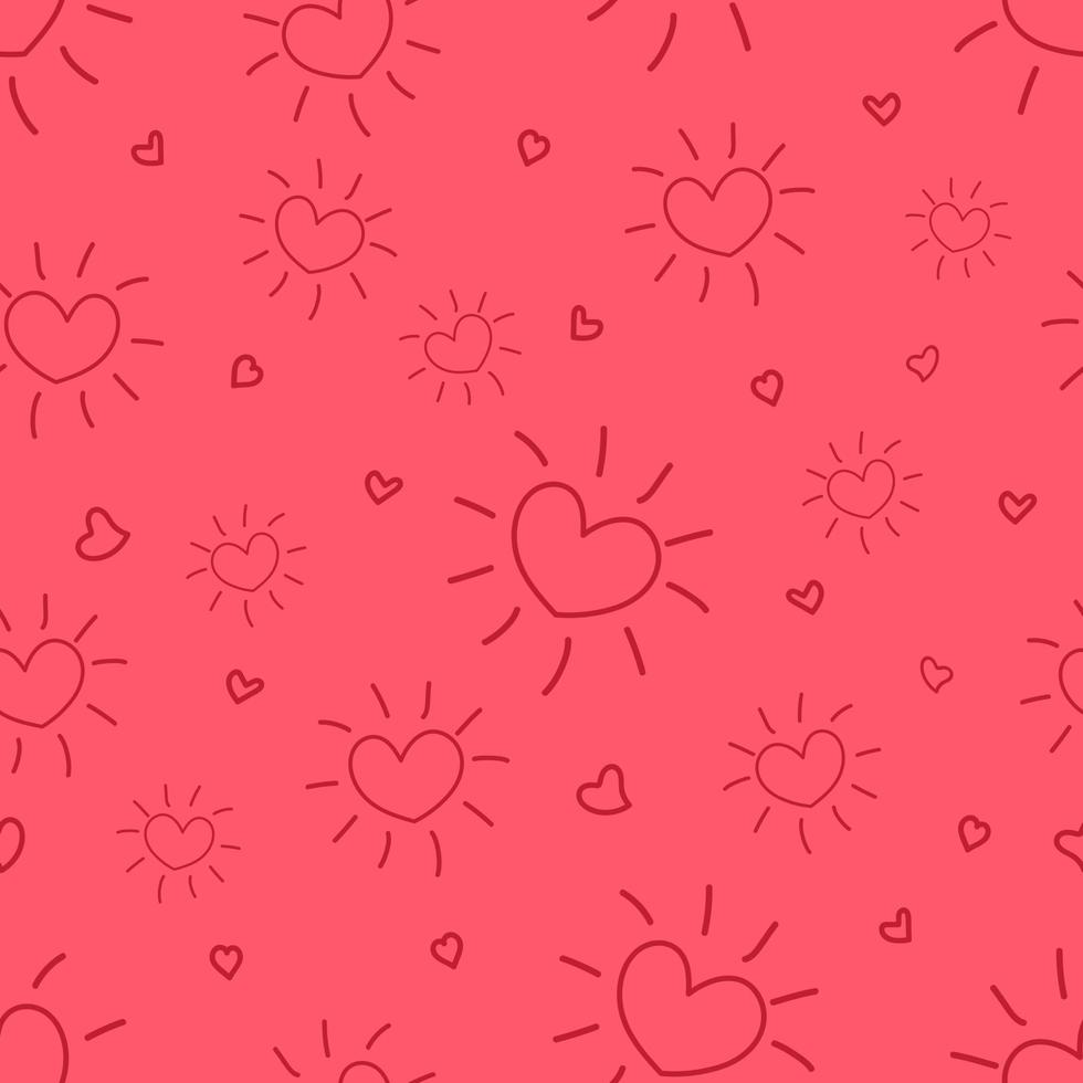 Seamless romantic pattern red hearts. vector