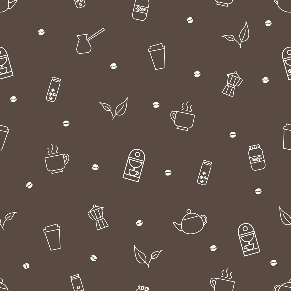 Seamless pattern of coffee, vector background.
