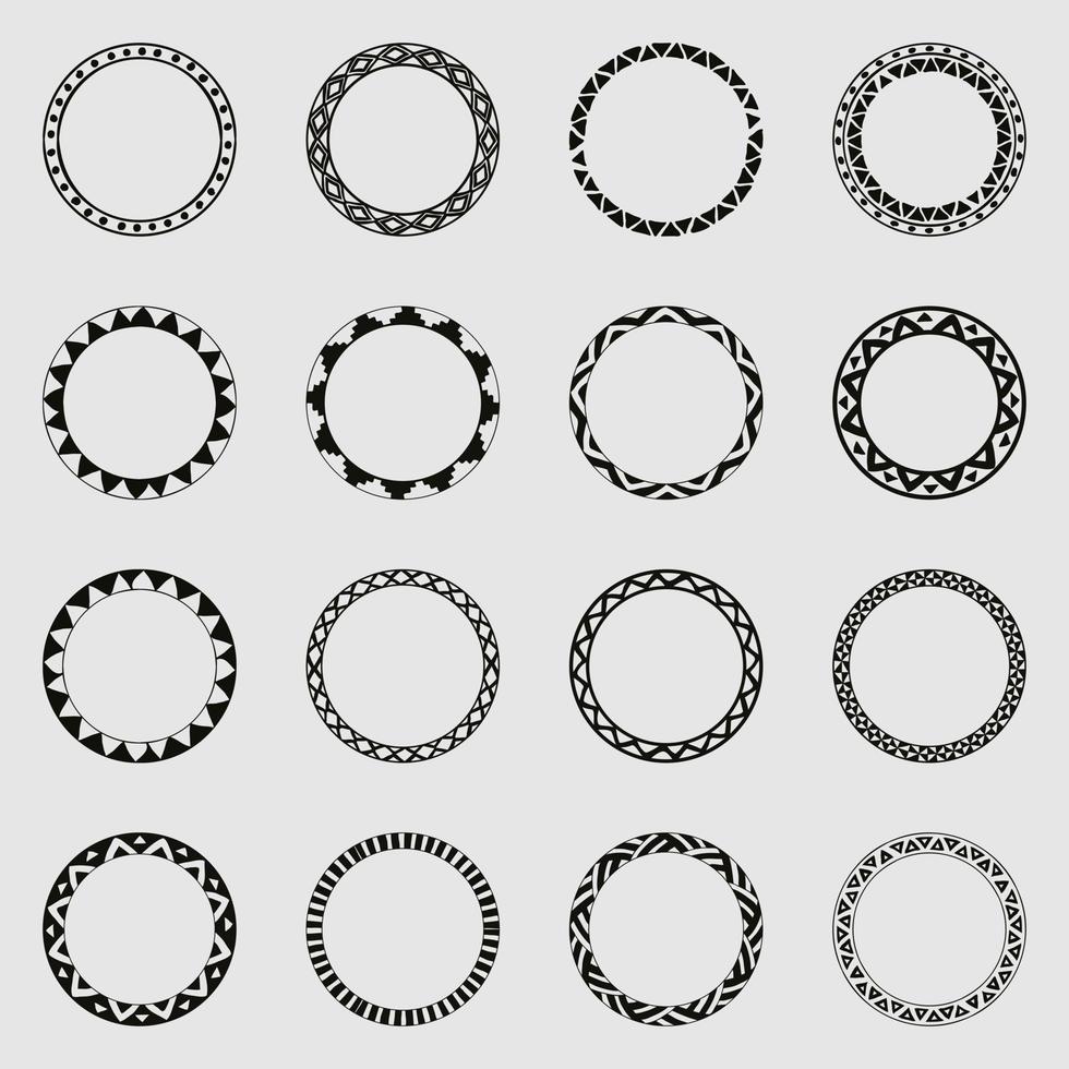Collection of round decorative border frames. vector
