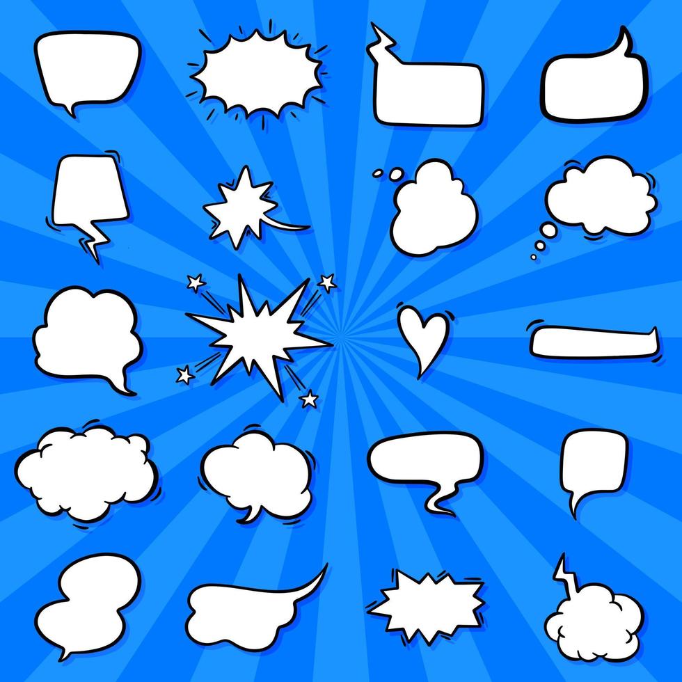 Set of hand drawn comics style speech bubbles. vector