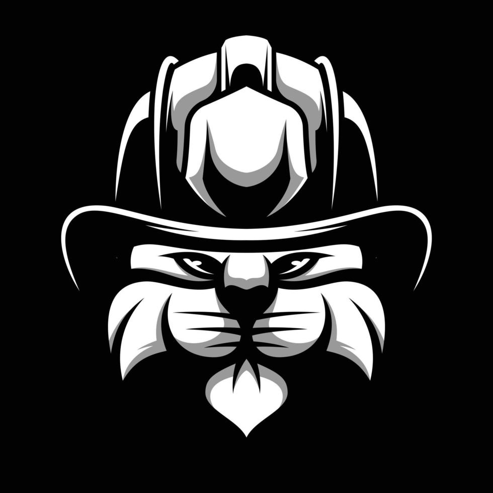 gato bombero negro y blanco mascota diseño vector