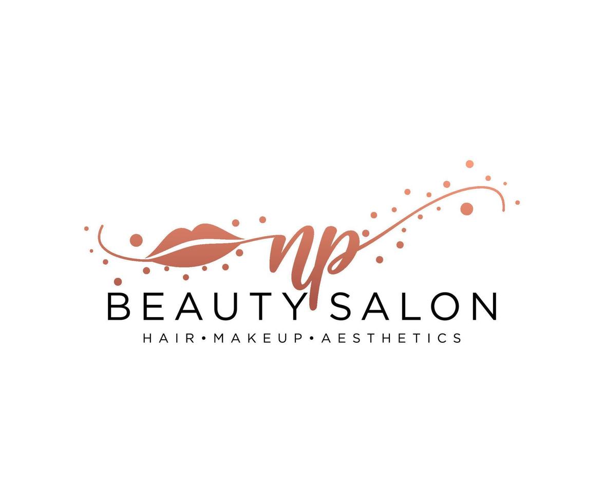 Initial NP feminine logo collections template. handwriting logo of initial signature, wedding, fashion, jewerly, boutique, floral and botanical with creative template for any company or business. vector