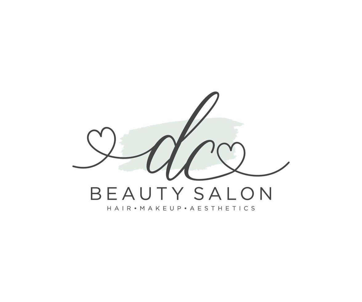 Initial DC feminine logo collections template. handwriting logo of initial signature, wedding, fashion, jewerly, boutique, floral and botanical with creative template for any company or business. vector