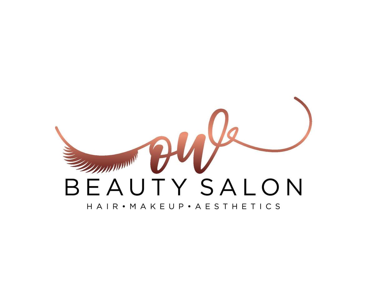 Initial OW feminine logo collections template. handwriting logo of initial signature, wedding, fashion, jewerly, boutique, floral and botanical with creative template for any company or business. vector