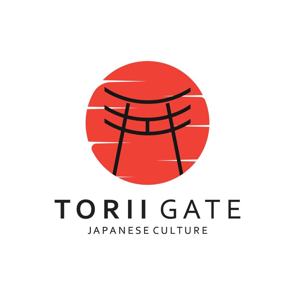 Japanese torii gate logo design vector illustration template