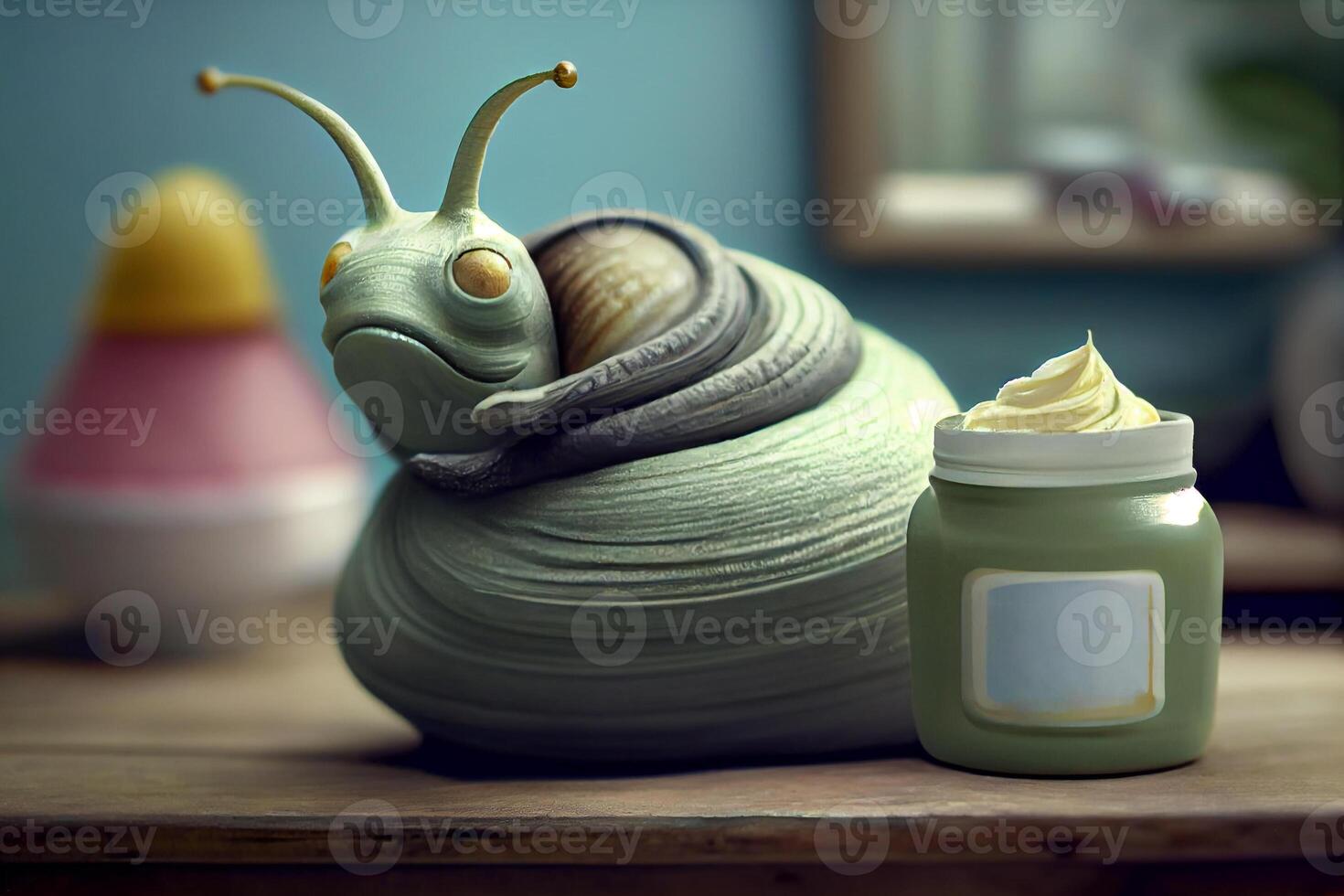 snail and cosmetic mucin cream illustration photo