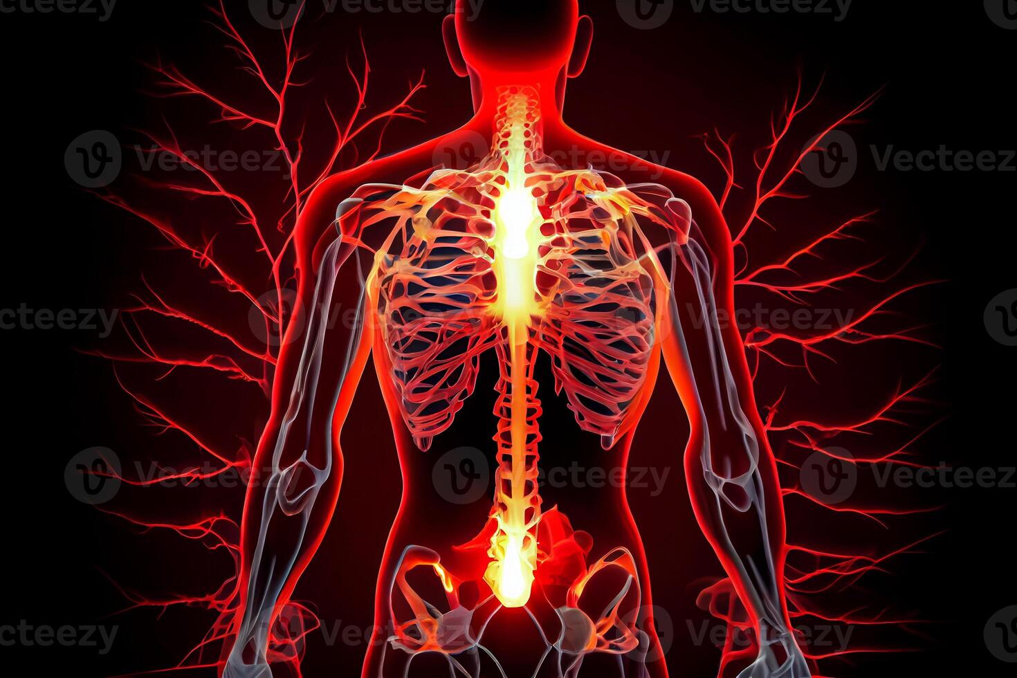 humano nervioso sistema ilustración generativo ai foto