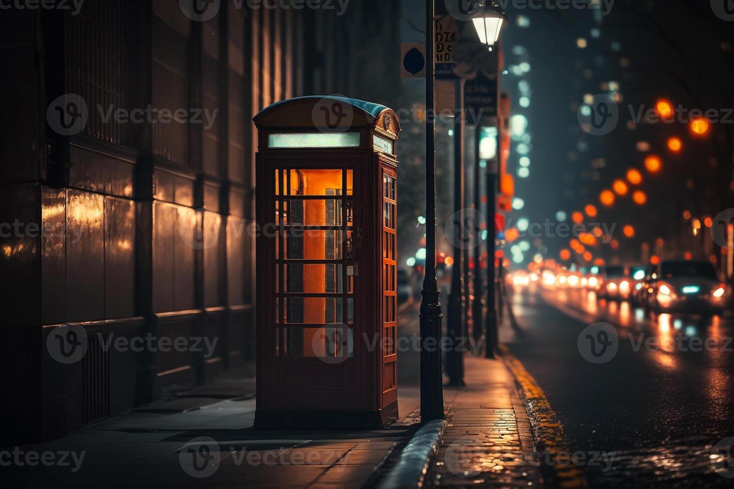 phone booth in night city illustration photo