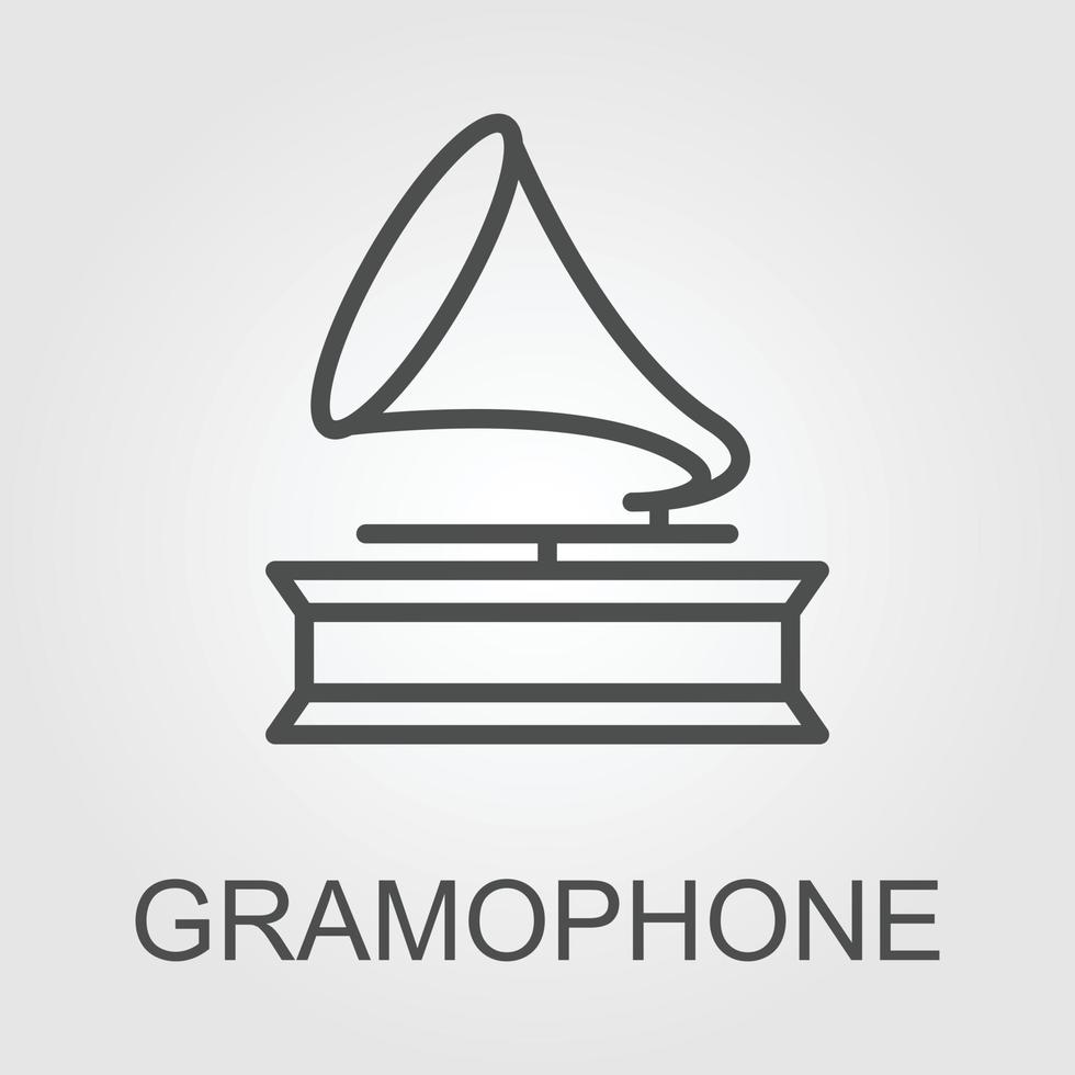 Gramophone vector, available in two colors. A gramophone is an old type of record player. Classical Gramophone. Antique. 90s. vector