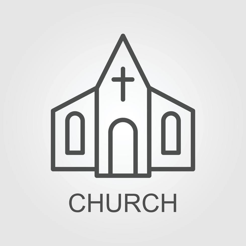 Church building line icon, outline vector sign, linear pictogram isolated on white. logo illustration