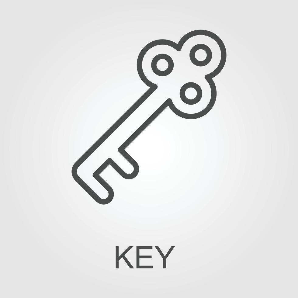 Old door key vector icon illustration isolated on white background