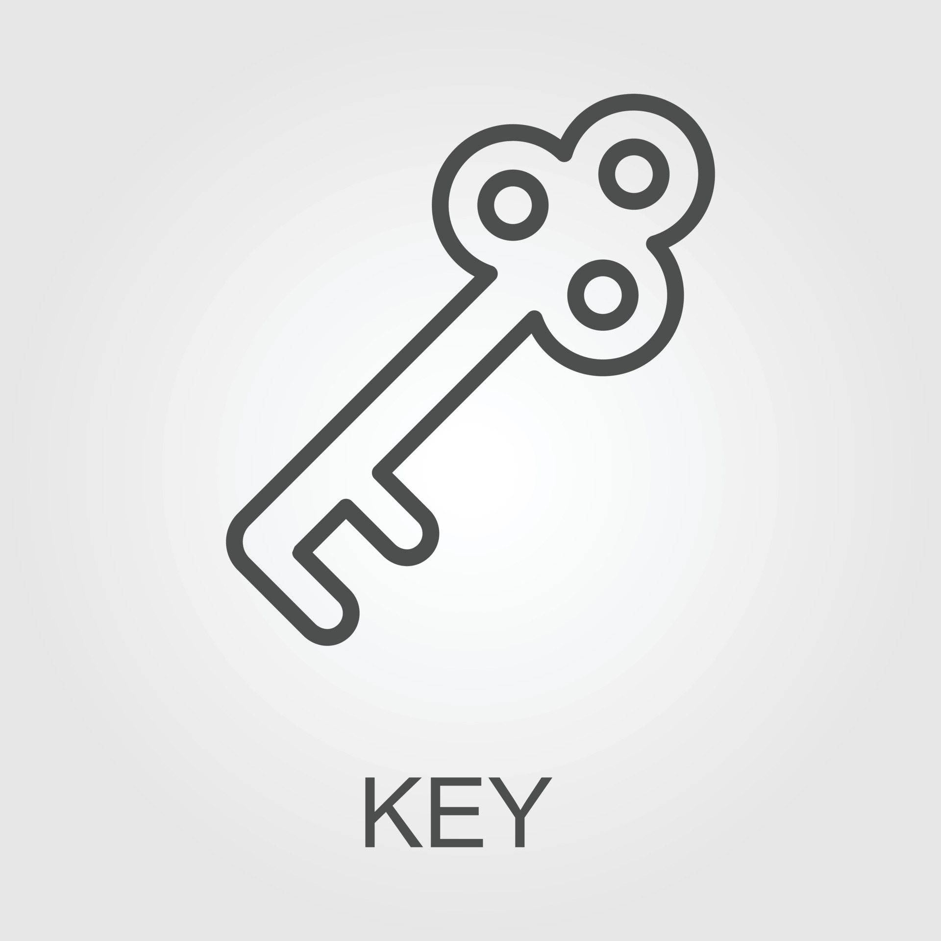 Old door key vector icon illustration isolated on white background