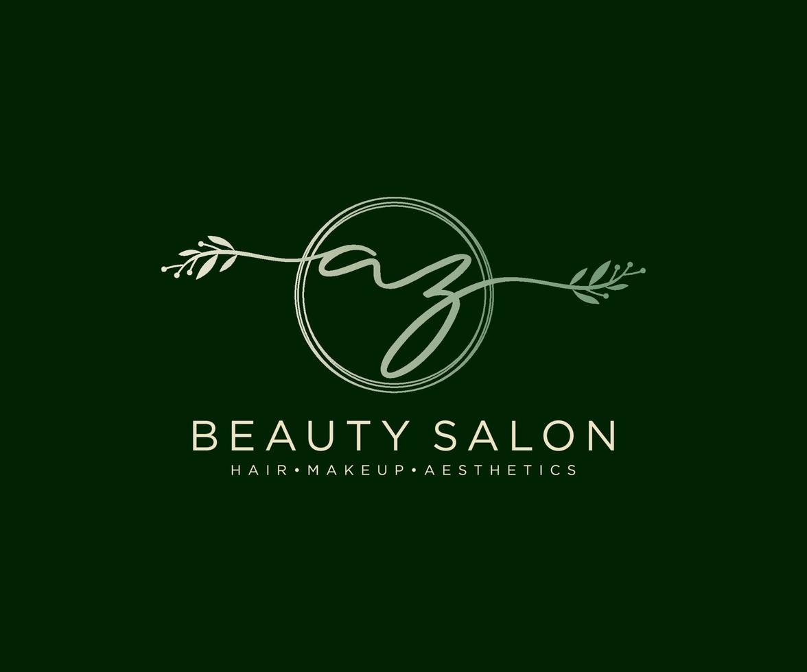 Initial AZ feminine logo collections template. handwriting logo of initial signature, wedding, fashion, jewerly, boutique, floral and botanical with creative template for any company or business. vector